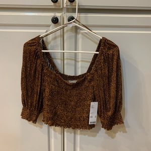 NWT UO Leopard Puff Sleeve Top